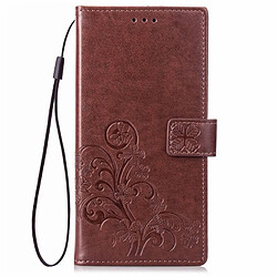 Wewoo Coque Lucky Clover Housse en cuir motif fleurs pressées pour OPPO A5, avec fentes porte-cartes & porte-monnaie & dragonne marron