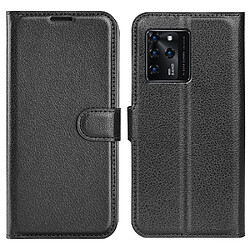 Etui en PU texture litchi avec support, noir pour votre ZTE Blade V30