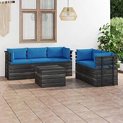 Maison Chic Salon palette de jardin 6 pcs avec coussins,Table et Chaises d'extérieur,Mobilier de jardin Bois de pin massif -MN89906