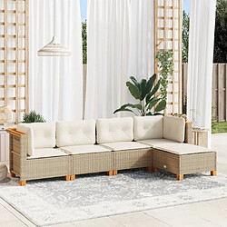 vidaXL Salon de jardin avec coussins 5 pcs beige résine tressée