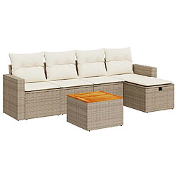 vidaXL Salon de jardin avec coussins 6 pcs beige résine tressée