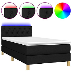 vidaXL Sommier à lattes de lit avec matelas et LED Noir 80x200cm Tissu