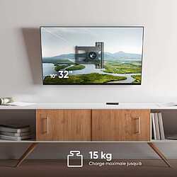 Onkron Support Mural TV Rotation 360 pour 10 - 32 Pouces TVs, Bras TV Mural Articulé jusqu'à 15 kg - Fixation Murale TV VESA 75x75 & VESA 100x100/Support Mural TV Inclinable Pivotant STE311-B Noir