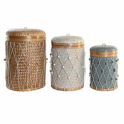 Set de basket DKD Home Decor Multicouleur Bambou Boho 46 x 46 x 58 cm