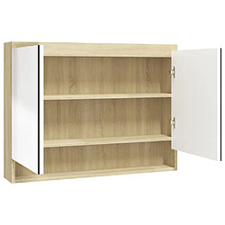 vidaXL Armoire à miroir de salle de bain 80x15x60cm MDF Blanc et chêne