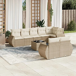 Maison Chic Salon de jardin avec coussins 9 pcs | Ensemble de Table et chaises | Mobilier d'Extérieur beige résine tressée -GKD17172