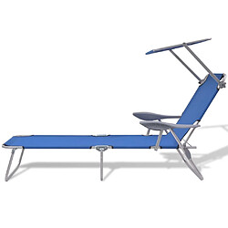 Maison Chic Chaise longue avec auvent | Bain de soleil Relax | Transat Acier Bleu -GKD31768