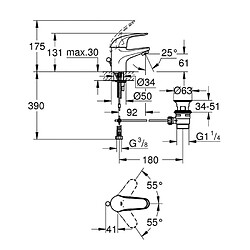 Avis GROHE Robinet mitigeur lavabo Swift - Taille S - Chromé