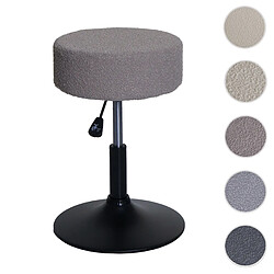 Mendler Tabouret HWC-C22, tabouret de maquillage, réglable en hauteur pivotant Ø 37cm Tissu Bouclé (450g/m²) MVG ~ taupe