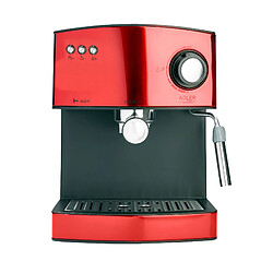 Machine à Espresso Automatique 15 Bars 1,6 L, Buse Vapeur à Lait Chauffe -Tasses, 850, Rouge, Adler, AD 4404R