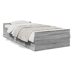 Vidaxl Cadre de lit et tiroirs sonoma gris 75x190cm bois d'ingénierie