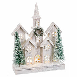 BigBuy Christmas Décorations de Noël Blanc Vert Bois Plastique ville 30 x 10 x 43 cm