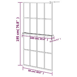 vidaXL Paroi de douche avec étagère Noir 100x195cm Verre ESG&Aluminium pas cher