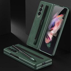 Coque en TPU + PU GKK avec porte-stylo Texture nuageuse/vert pour votre Samsung Galaxy Z Fold3 5G