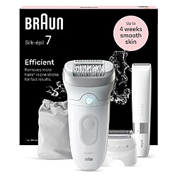 Braun Épilateur Silk-épil 7 - Avec Tête De Rasoir Pour Femmes, Sabot Tondeuse et Mini-Rasoir Pour Le Corps - Blanc/Argent