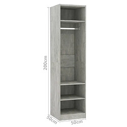 vidaXL Garde-robe Gris béton 50x50x200 cm Bois d'ingénierie pas cher