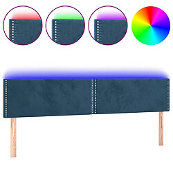 vidaXL Tête de lit à LED Bleu foncé 180x5x78/88 cm Velours