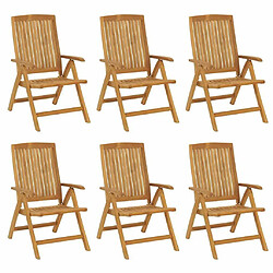 Avis Maison Chic Lot de 6 Chaises de jardin inclinables,Fauteuil d'extérieur et coussins bois teck -MN56306