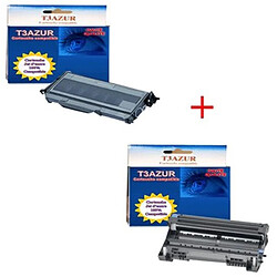 T3AZUR – Toner+Tambour compatible Brother DCP7030 / 7040 / 7045N + Pack 20 papiers photos A6 230gr