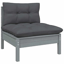 Acheter Maison Chic Salon de jardin 9 pcs + coussins - Mobilier/Meubles de jardin - Table et chaises d'extérieur Gris Bois de pin -MN99283