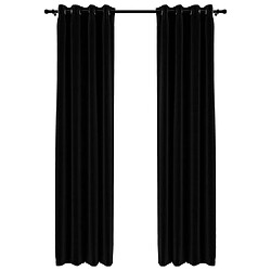 vidaXL Rideaux occultants Aspect lin avec œillets 2 pcs Noir 140x245cm