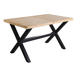 Pegane Table à manger rectangulaire extensible en bois coloris chêne / pieds noir - Longueur 140-220 x profondeur 90 x hauteur 76 cm