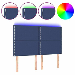 Maison Chic Tête de lit moderne à LED lumineuse pour chambre - Décoration de lit Bleu 144x5x118/128 cm Tissu -MN31152