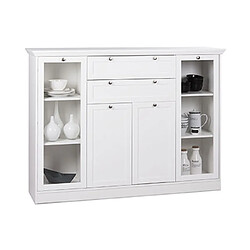 Avis Mes Buffet haut 2 portes 2 tiroirs 160x40x120 cm blanc - LANDZY