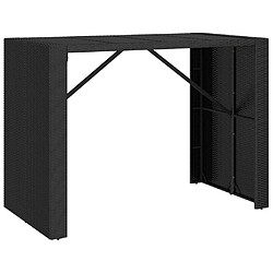 vidaXL Table de bar et dessus en verre noir 145x80x110 cm poly rotin