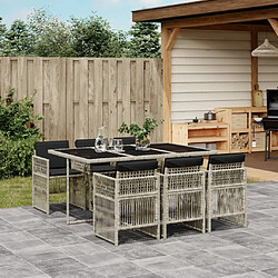 Maison Chic Ensemble à manger d'extérieur 7 pcs avec coussins,Salon de jardin,Mobilier de jardin gris clair rotin -GKD530232