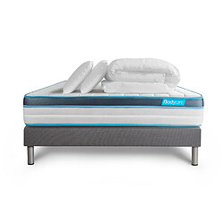 Bodycare Pack 140x190 matelas BodyFit + sommier kit gris + Couette 240x220cm + 2 oreillers 60x40cm