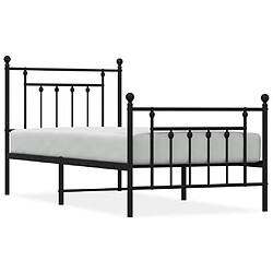 vidaXL Cadre de lit métal sans matelas avec pied de lit noir 80x200 cm