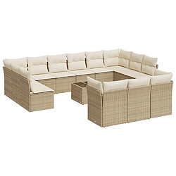 Maison Chic Salon de jardin avec coussins 14 pcs | Ensemble de Table et chaises | Mobilier d'Extérieur beige résine tressée -GKD74852