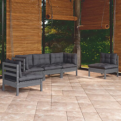 vidaXL Salon de jardin 5 pcs avec coussins bois de pin massif