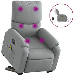 vidaXL Fauteuil inclinable de massage électrique Gris clair Tissu