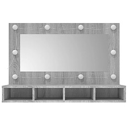 Avis vidaXL Armoire à miroir avec LED Sonoma gris 90x31,5x62 cm