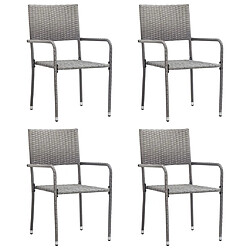 vidaXL Chaise à dîner de jardin empilable lot de 4 gris résine tressée 