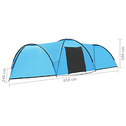 vidaXL Tente igloo de camping 650x240x190 cm 8 personnes Bleu pas cher