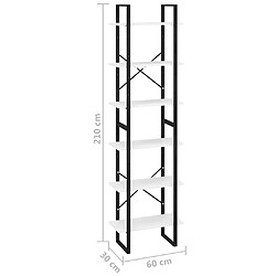 vidaXL Étagère de rangement Blanc 60x30x210 cm Bois d'ingénierie pas cher