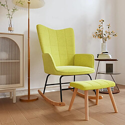 Maison Chic Chaise à bascule avec tabouret | Fauteuil Relax Vert Tissu -GKD79842