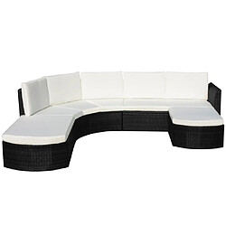 vidaXL Salon de jardin 4 pcs avec coussins Résine tressée Noir