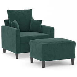 vidaXL Fauteuil avec repose-pied Vert foncé 60 cm Velours