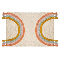 Atmosphera, Createur D'Interieur Tapis enfant rectangulaire à pompons Arc en ciel - 100 x 150 cm - Multicolore