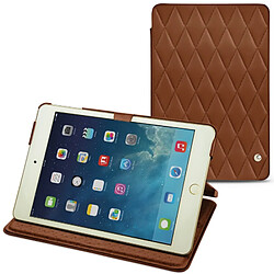 Housse cuir Apple iPad mini 5 - Rabat horizontal - Marron - Couture ( Nappa - Pantone #8B4720 ) - NOREVE