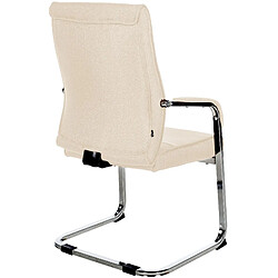 Decoshop26 Fauteuil de bureau chaise visiteur sans roulettes piétement luge en métal chromé et assise en tissu crème 10_0003358