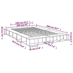 Vidaxl Cadre de lit blanc 160x200 cm bois d'ingénierie pas cher