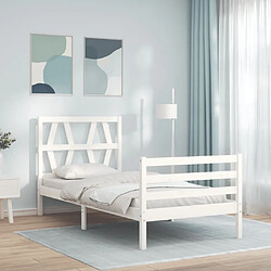 Maison Chic Lit adulte - Cadre Structure de lit avec tête de lit Contemporain blanc 90x200 cm bois massif -MN19983