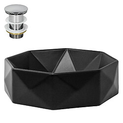 lavabo incl. vidage sans trop-plein Ø 42x13,5 cm noir en céramique ML-Design