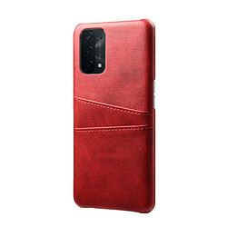 Coque en TPU + PU avec double porte-cartes rouge pour votre Oppo A74 5G/A54 5G/A93 5G