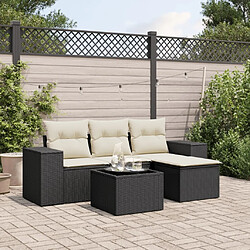 Maison Chic Ensemble de 5 Tables et chaises d'extérieur avec coussins,Salon de jardin noir résine tressée -GKD574566